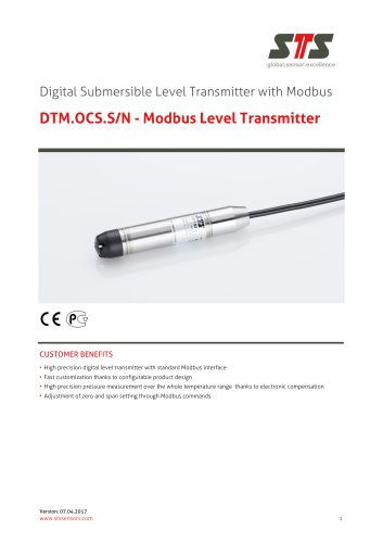 DTM.OCS.S/N Digital level transmitter Modbus