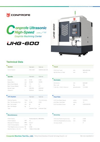 UHG-600 Conprofe Ultrasonic High-Speed Graphite Machining Center