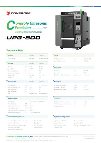 UPG-500 Conprofe Ultrasonic Precision Graphite Machining Center