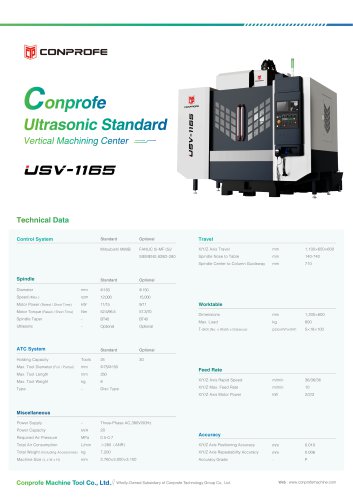 USV-1165 Conprofe Ultrasonic Standard Vertical Machining Center 20220512  VE2.0