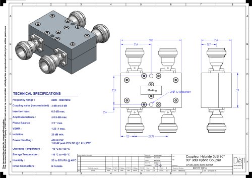 Coupleur Hybride 3dB 90° 90° 3dB Hybrid Coupler