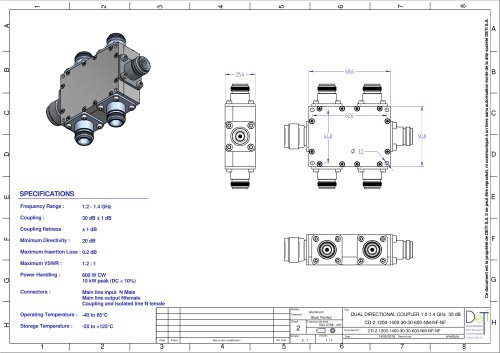 DUAL DIRECTIONAL COUPLER 1.2-1.4 GHz 30 dB