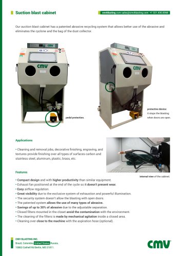 Suction blast cabinet