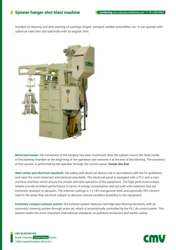 Suspended load shot blasting machine type Y