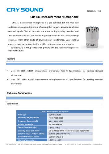 CRY341 Measurement Microphone