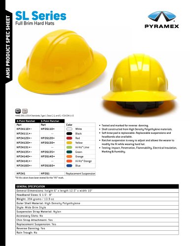 SL Series Full Brim Hard Hats