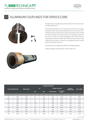 ALUMINUM COUPLINGS FOR IDROCICLONE