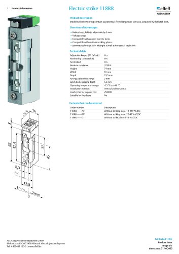 Electric strike 118RR