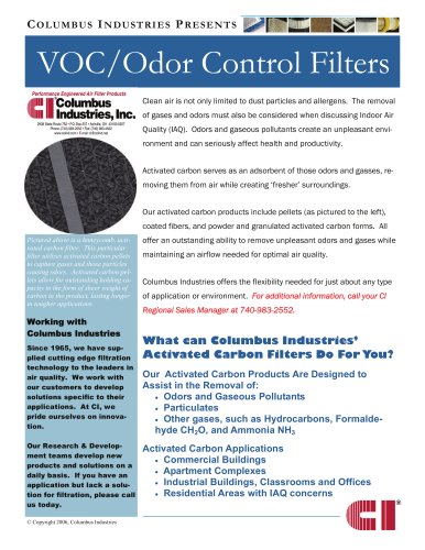 Odor/VOC Control Filtration Products