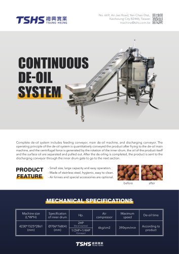 CONTINUOUS DE-OIL SYSTEM