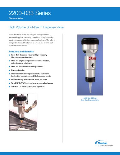 2200-033 Series Snuf-Bak Dispense Valves