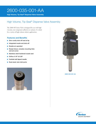 2600-035 Series Tip-Seal Dispense Valves