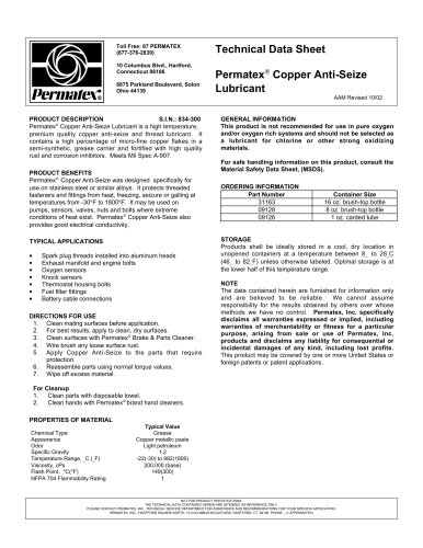 Permatex copper anti seize lubricant