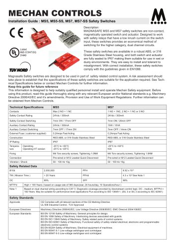 MS5, MS5-SS, MS7, MS7-SS Safety Switches