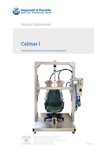 Furniture testing - Calmar I - PLC based furniture and component testing system