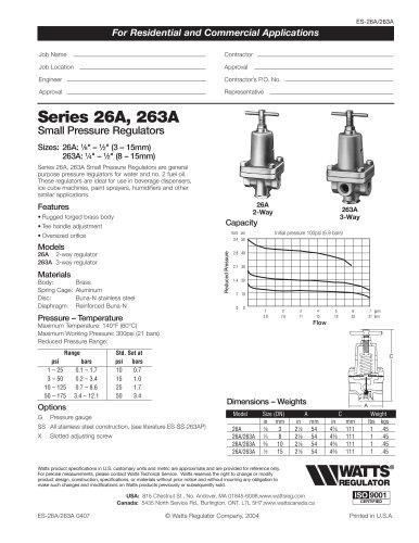 Small Pressure Regulators, 2-Way