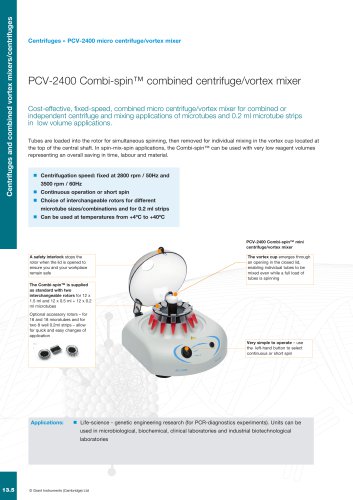 PCV Series Compact Benchtop Centrifuges