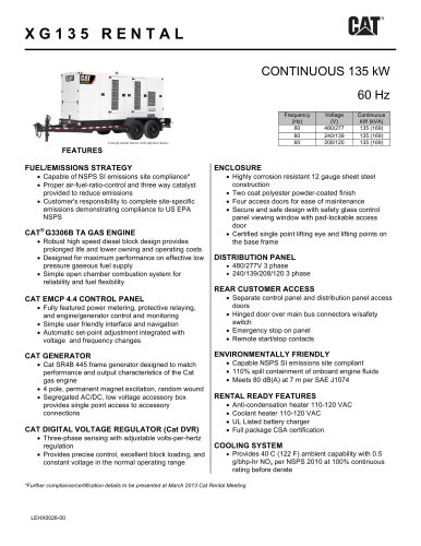 XG135 Rental Generator Set