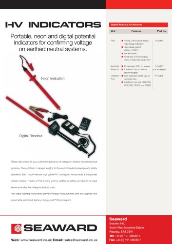 High Voltage Indicators Datasheet