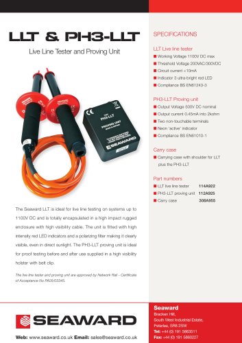 Live Line Tester Datasheet (LLT)