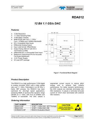 RDA012 12 Bit 1.1 GS/s DAC