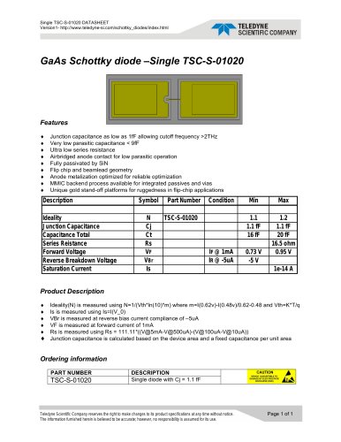 TSC-S-01020 GaAs Schottky Diode