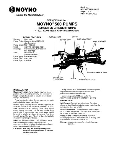 Moyno Grinders Service Manual