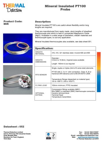 Mineral Insulated PT100 (MIR)