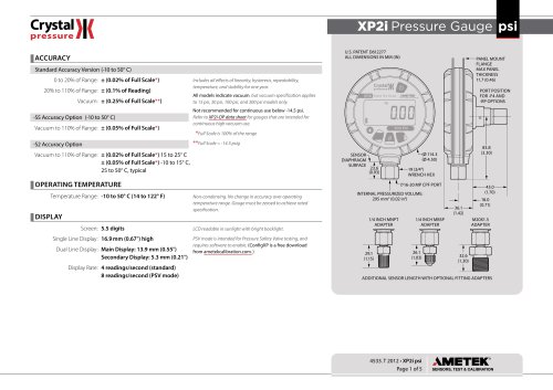 XP2i Pressure Gauge psi 