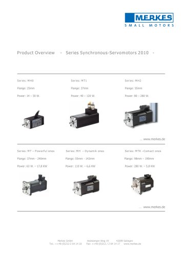 Product Overview - Series Synchronous-Servomotors 2010 -