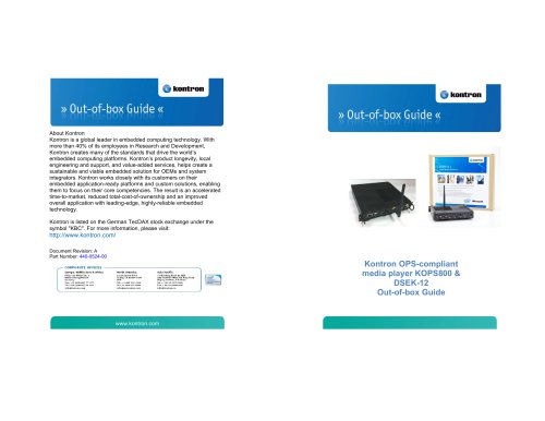 Kontron OPS-compliant media player KOPS800 & DSEK-12 Out-of-box Guide