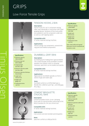 Low Force Tensile Grips from Tinius Olsen