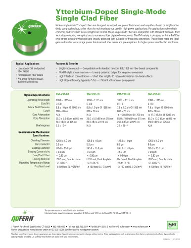 Ytterbium-Doped Single-Mode Single Clad Fiber