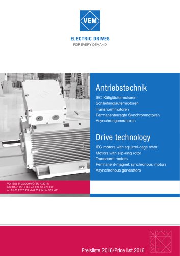 VEM Low voltage motors and generators Price list 2016
