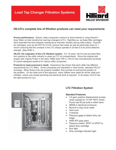 Load Tap Changer Filtration Systems