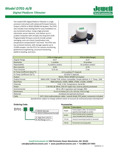 D701 Tiltmeter Datasheet