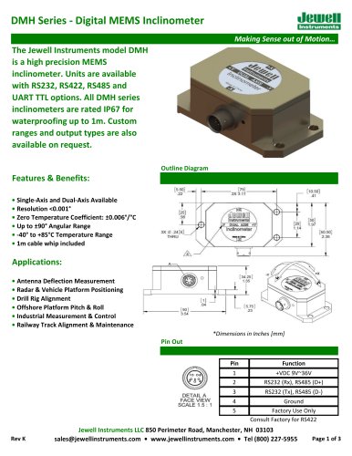 DMH Digital MEMS Inclinometer Datasheet
