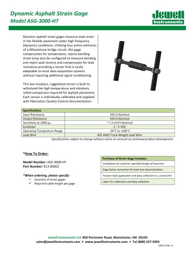 High Temperature, Asphalt Strain Gage