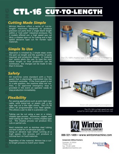 CTL16S - CNC Feed & Cut - Saw Type Cut for Coax and Small Tubing