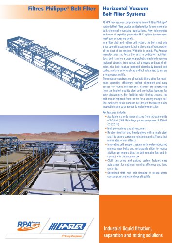 Filtres Phlippe belt filter fact sheet