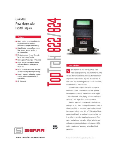 Gas Mass Flow Meters with Digital Display TopTrak 822/824