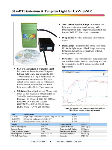 SL4-DT Deuterium & Tungsten Light for UV-VIS-NIR