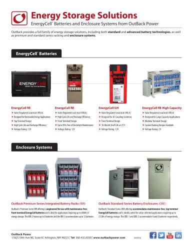 EnergyCell ® Batteries and Enclosure Systems from OutBack Power