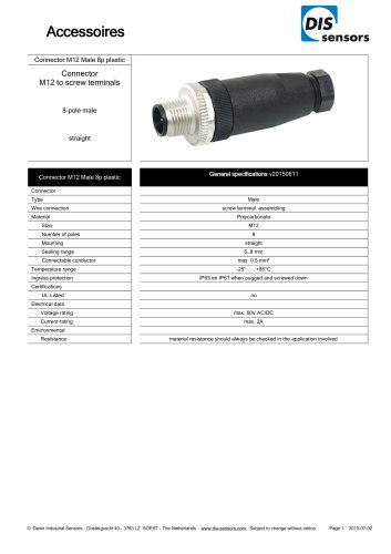 Male, 8-pole, plastic