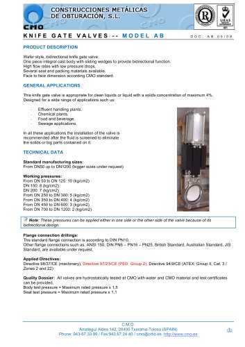 KNIFE GATE VALVES AB Series