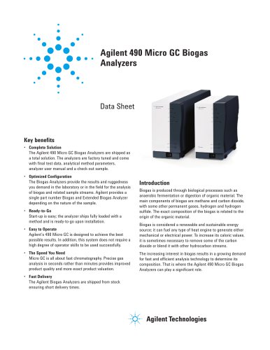 Agilent 490 Micro GC Biogas Analyzers