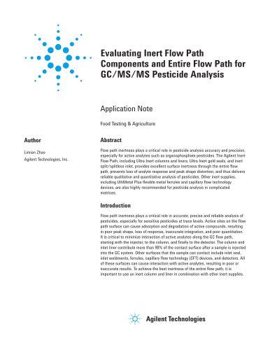 Evaluating Inert Flow Path Components and Entire Flow Path for GC/MS/MS Pesticide Analysis