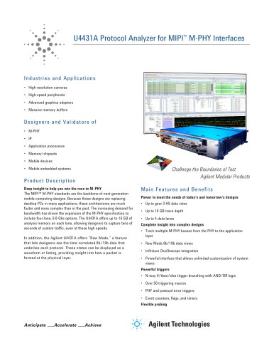 U4431A Protocol Analyzer for MIPI? M-PHY Interfaces