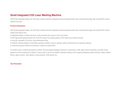 Small Integrated CO2 Laser Marking Machine