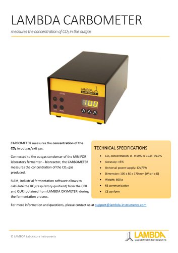 CARBOMETER, CO2 concentration measurement (0-100%) in outgas/exit gas